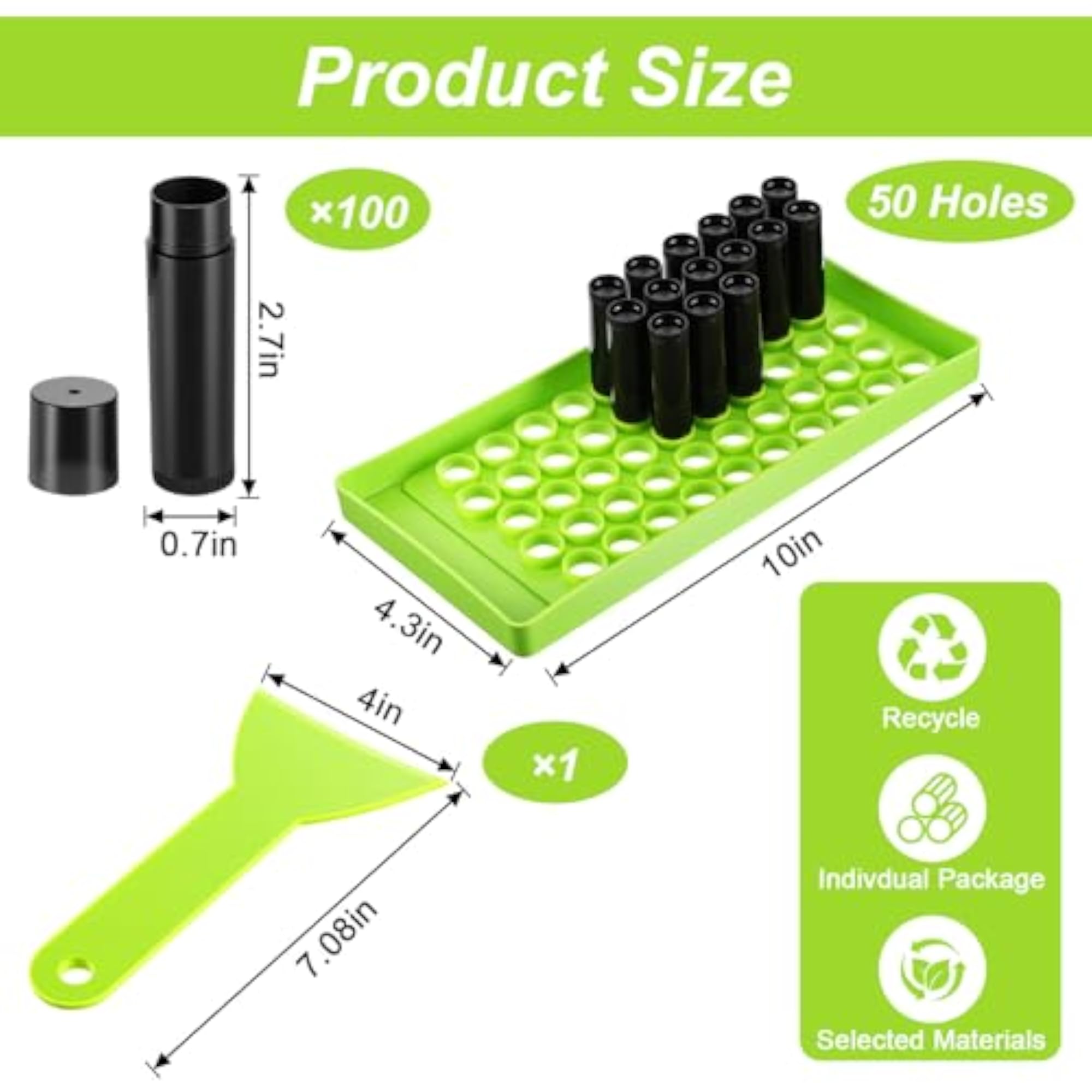 100 Pack 5ml Black and Green Lip Balm Containers
